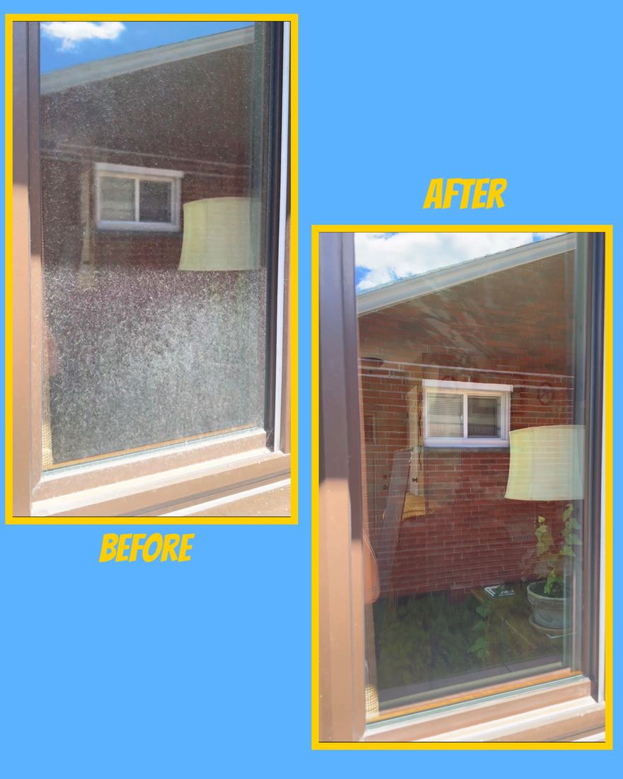 Before and after window cleaning result